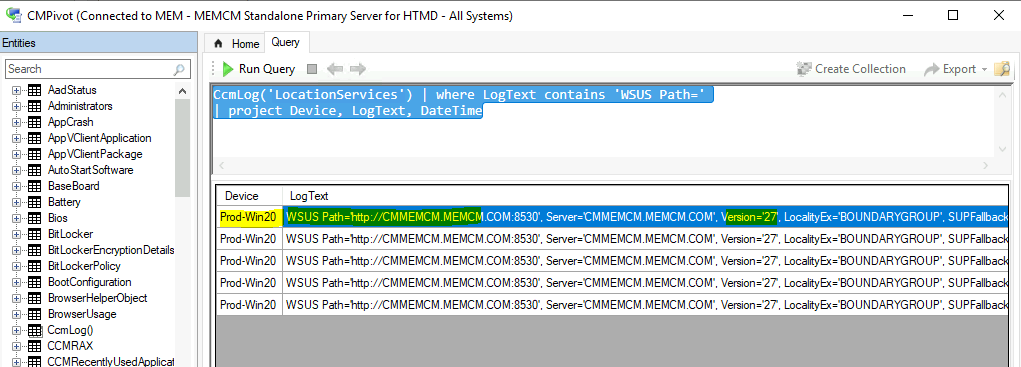 ConfigMgr CMPivot Query to Fetch WSUS Server Details of the Clients | SCCM | Configuration Manager - Fig.4
