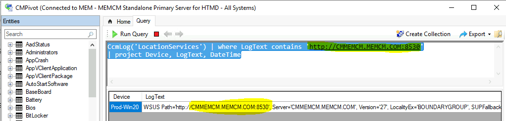 ConfigMgr CMPivot Query to Fetch WSUS Server Details of the Clients | SCCM