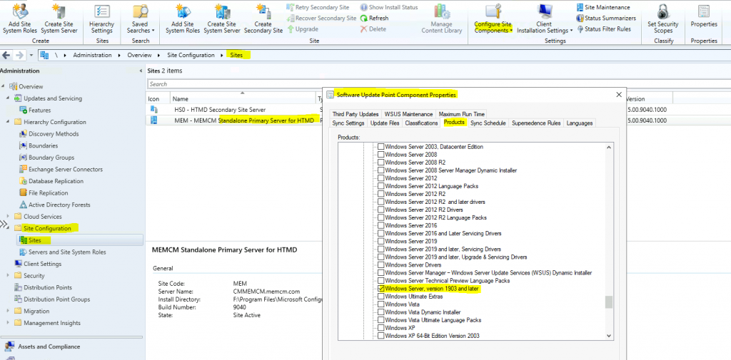 AVD Windows 10 Multi-Session Patching with SCCM | ConfigMgr | Product Selection