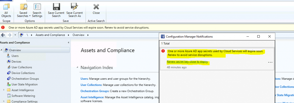 Renew Secret Keys using SCCM Console Configuration Manager