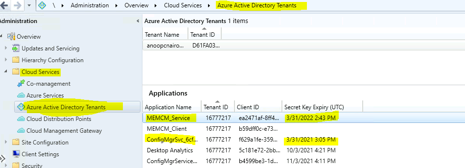 ConfigMgr Renew One or more Azure AD App Secrets used by Cloud Services | SCCM