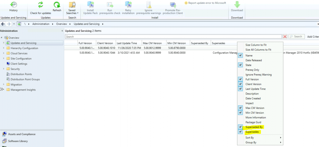 ConfigMgr Superseded By Supersedes Columns | SCCM | Configuration Manager - Fig.2