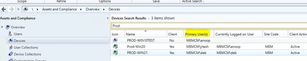 SCCM Primary User