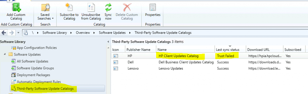 Fix SCCM HP Client Updates Catalog Trust Failed Issue | ConfigMgr - Fig.1