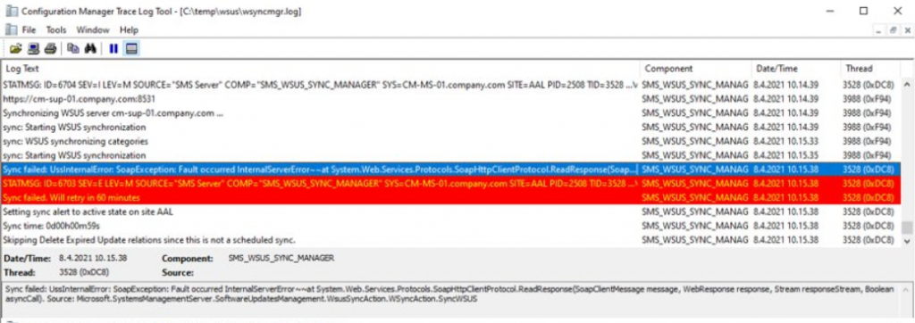 Hot Issue SCCM WSUS Sync Failed with UssInternalError SoapException Error 0x80131500 | ConfigMgr