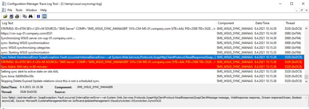 FIX: SCCM WSUS Sync Failed With UssInternalError SoapException Error ...
