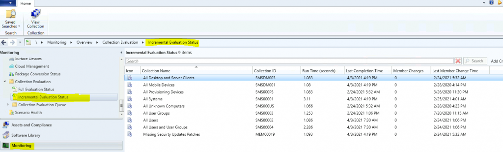 ConfigMgr Collection Full Incremental Evaluation Status Summary from Console | SCCM 1