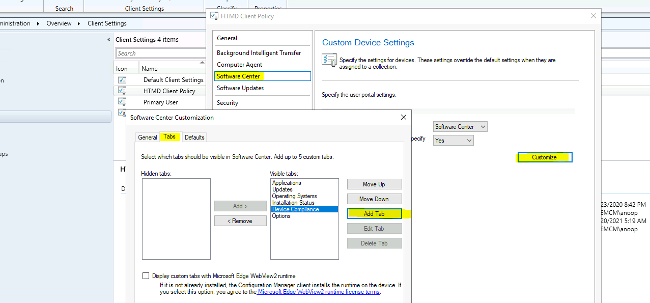 SCCM Software Center Custom Tab Setup | ConfigMgr | Best Options HTMD Blog