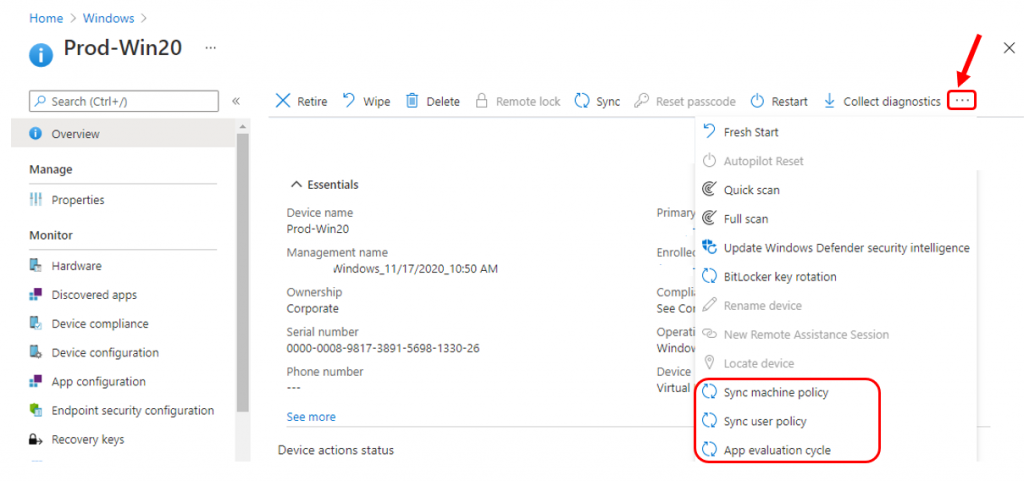 How to Remotely Run Device Actions with Intune for SCCM Clients 3