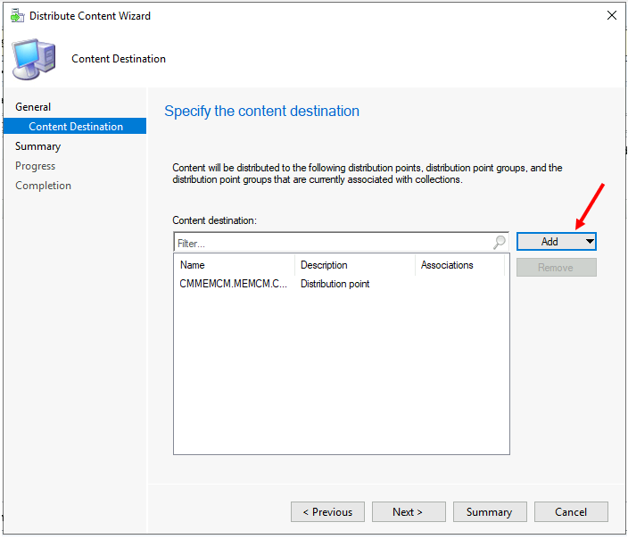 Add Distribution Points or Groups - Distribute Operating System Upgrade Packages