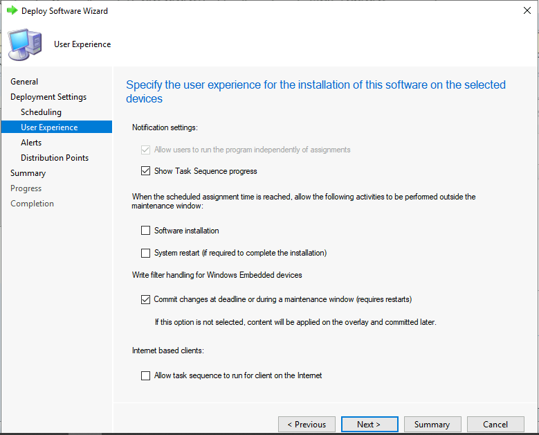 Specify User Experience - Deploy Windows 11 23H2 using SCCM 