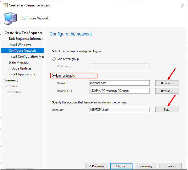 Create Task Sequence Wizard - Configure the network Best Guide Deploy Windows 11 Using SCCM Task Sequence