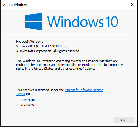 Windows 10 Version 21H1 