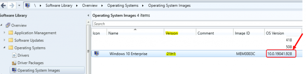 Windows 10 21H1 OS Version Appears Wrong 10.0.19041.928 in SCCM Console Operating Systems Node | ConfigMgr