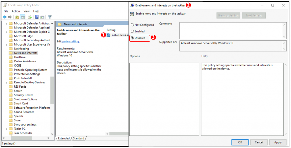 Turn Off Windows 10 News and Interests on the Taskbar using MEM Intune | Group Policy - Fig.4