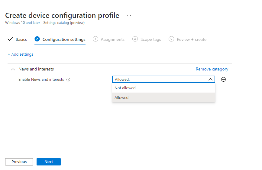Turn Off Windows 10 News and Interests on the Taskbar using MEM Intune | Group Policy - Fig.7