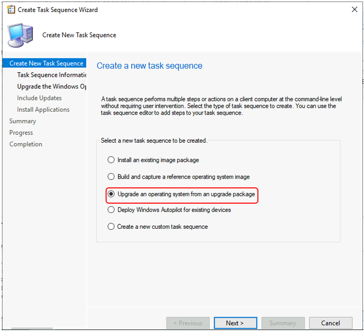 Create Upgrade SCCM Task Sequence for Windows 10 Computers