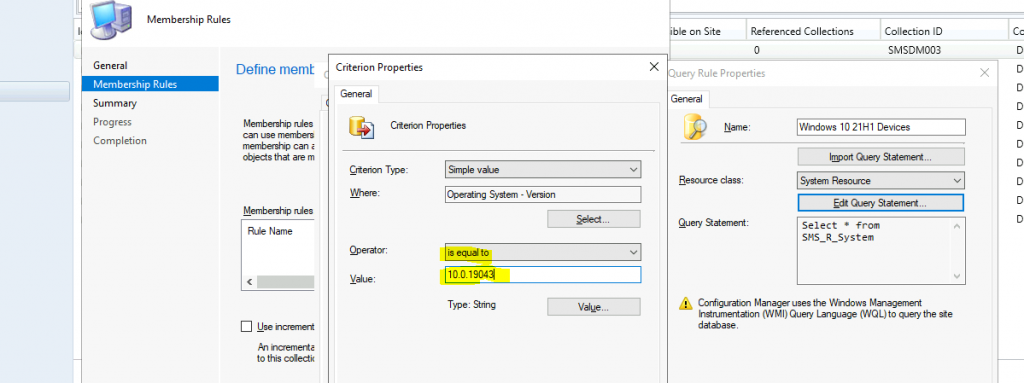 Create SCCM Windows 10 21H1 Device Collection Using WQL Query ConfigMgr | Endpoint Manager 1