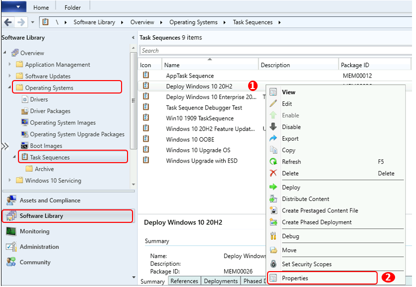 sccm task sequence assignment schedule