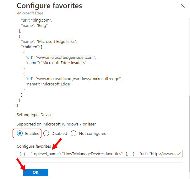 Configure Favorites | Endpoint Manager