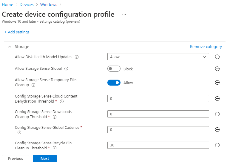Configure Storage Sense in Intune | Endpoint Manager