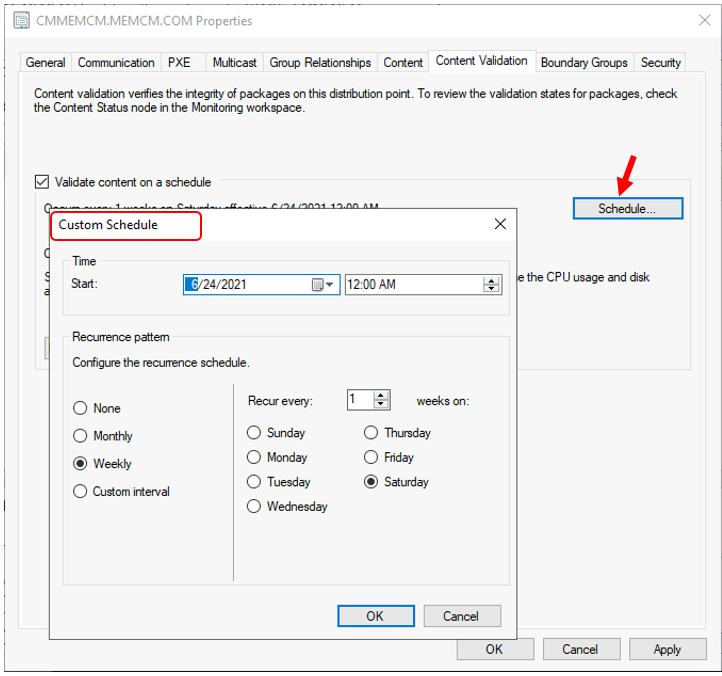 SCCM Content Validation Custom Schedule | ConfigMgr