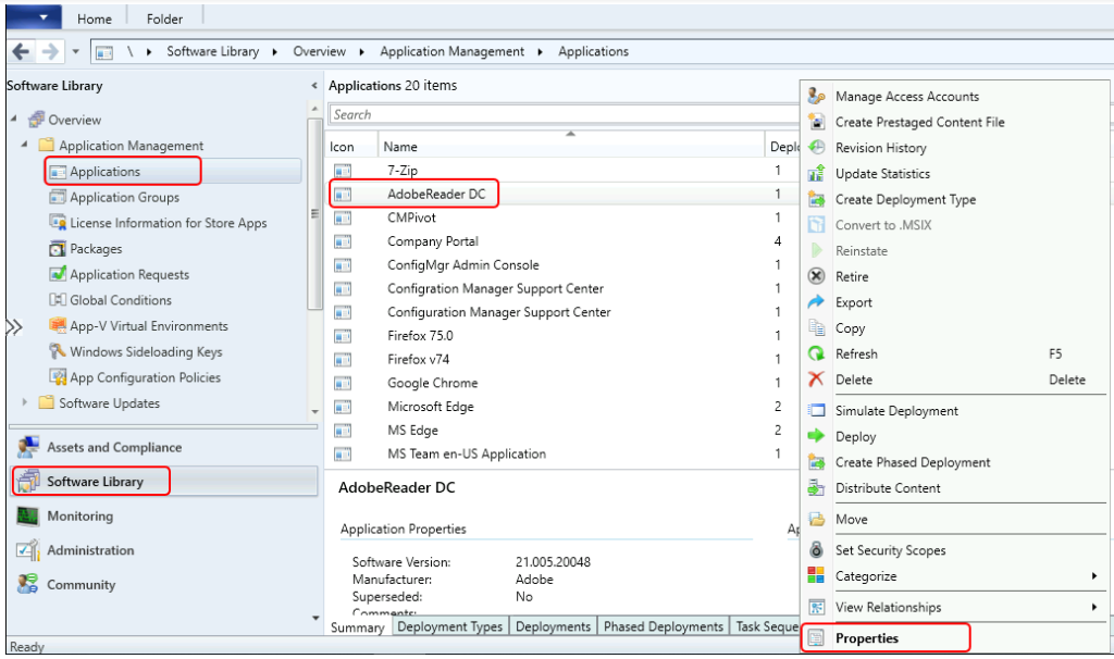 Application Properties - SCCM Validate Content From Software Library - DP Content Validation Options in SCCM 