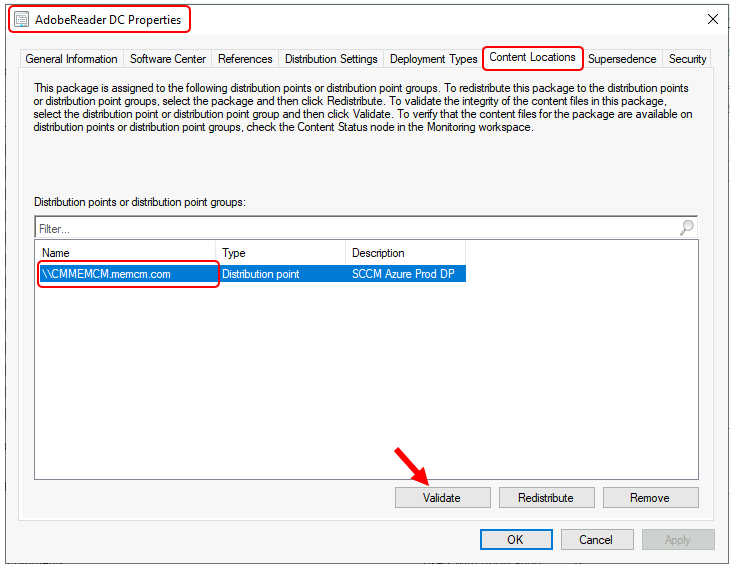 Validate Content From Software Library - DP Content Validation Options in SCCM