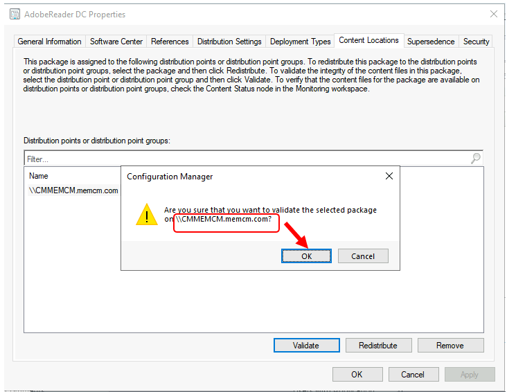 Validate Content From Software Library - DP Content Validation Options in SCCM