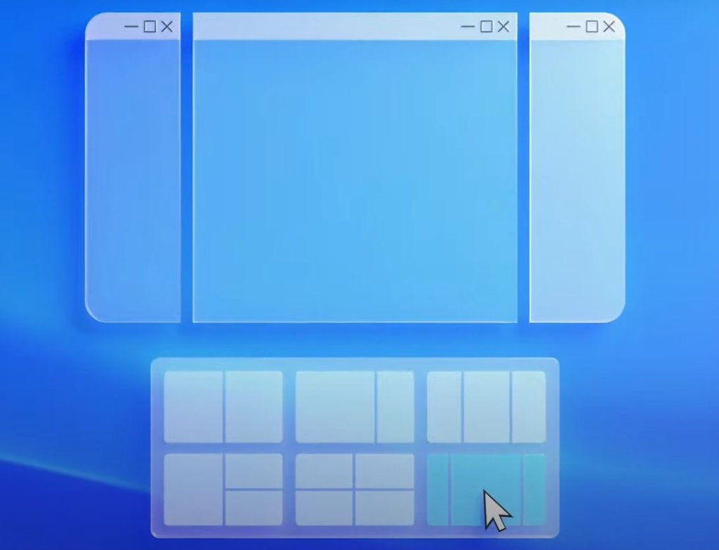 Windows 11 Snap Layouts New Feature | Six Layouts to Arrange Applications in Desktop - Credits to Microsoft