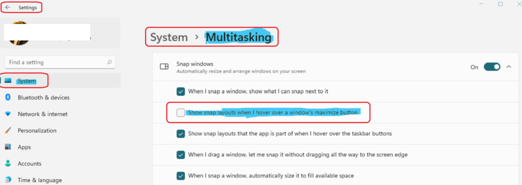 How to disable or enable Snap Layouts on Windows 11 Multitasking Options Easiest Option