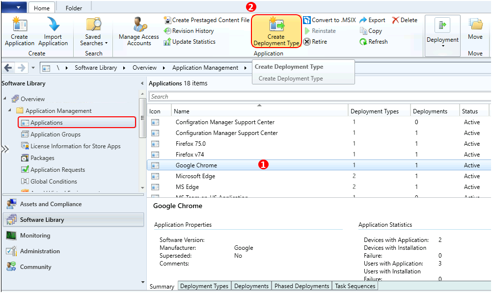 SCCM Application Supported Deployment Types | ConfigMgr