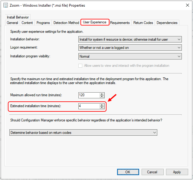 SCCM Application Estimated Installation Time | ConfigMgr