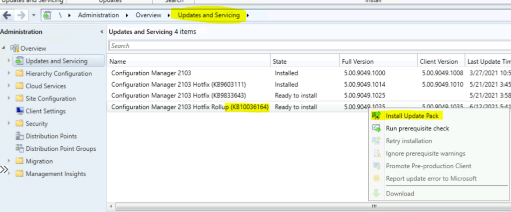 SCCM 2103 Hotfix Rollup Update KB10036164 | List of Fixes for Configuration Manager 2103 | ConfigMgr