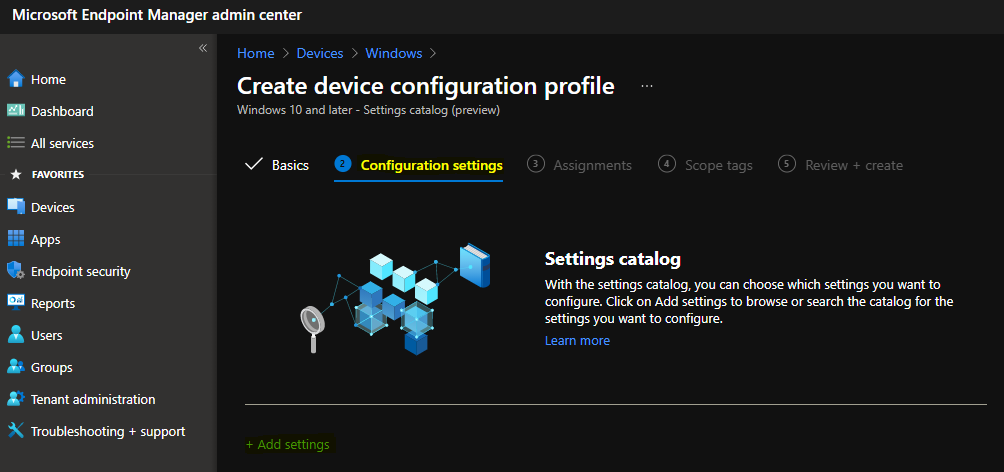 AVD Auto Feed Registration Intune Group Policy Setup Default Connection URL Options - Fig.3