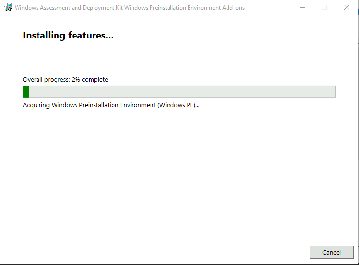 Windows PE Installation Progress 