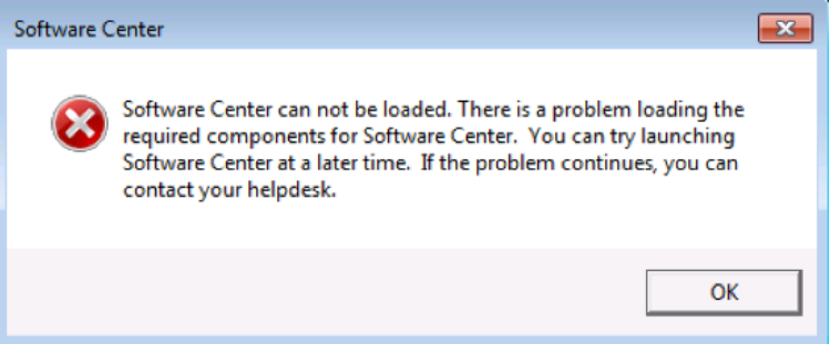 Fix the SCCM Software Center cannot be loaded Issue with ConfigMgr