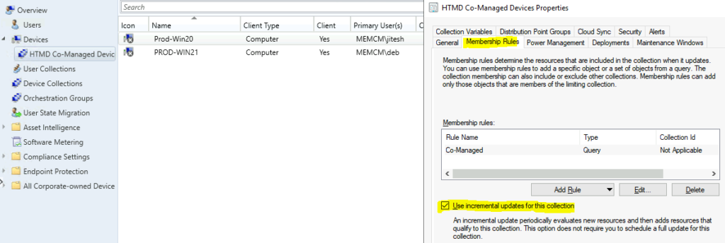 SCCM Collection Incremental updates not Working because of not Supported WMI Classes ConfigMgr