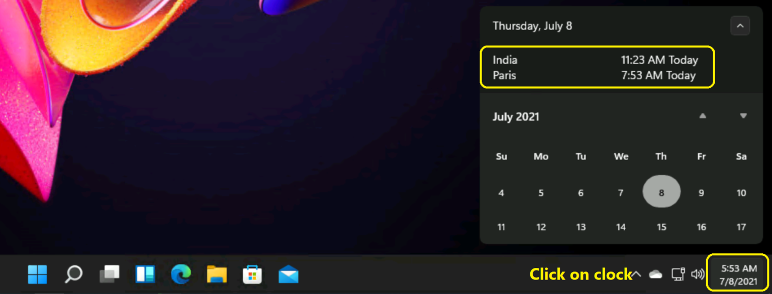 how to show time in taskbar windows 10