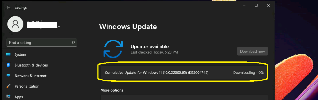 Latest Windows 11 update End User experience