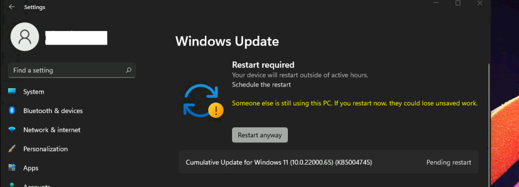 Latest Windows 11 update End User experience