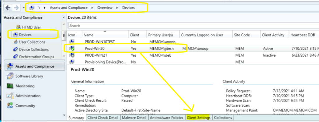 Find List of SCCM Client Settings Assigned for a Device in ConfigMgr Console Easiest Method
