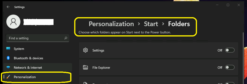 Windows 11 Folders to Appear Next to the Power Button How to Customize - Fig.2