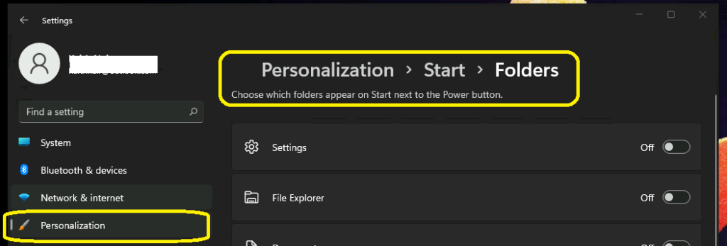 Choose Windows 11 Folders to Appear on Start next to the Power Button How to Customize