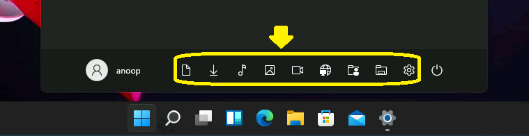 Windows 11 Folders to Appear Next to the Power Button How to Customize