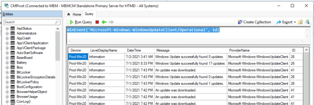 How to Collect Windows Update Logs from SCCM Client Remotely ConfigMgr CMPivot Query for Event Logs Error 4 How to Collect Windows Update Logs from SCCM Client Remotely ConfigMgr CMPivot Query for Event Logs Error - Fig.4