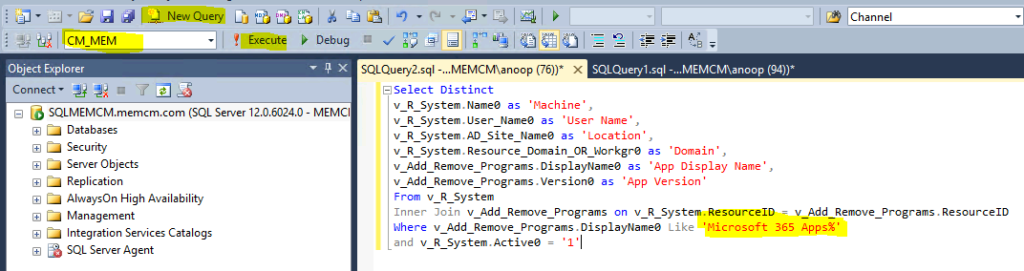 SQL Query to Find Microsoft 365 Apps Details from SCCM