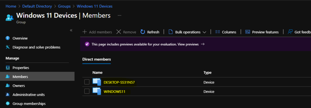 Create Windows 11 Azure AD Device Group 1