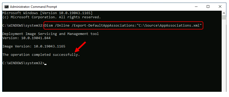 Export Default Apps Associations - Command Prompt