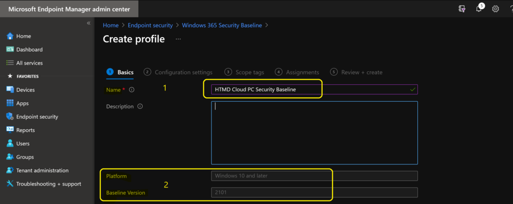 Deploy Windows 365 Security Baseline Policies to Cloud PCs